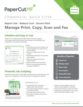 Commercial Flyer Cover, Papercut MF, Northern Document Solutions, Prince-Albert, SK, Saskatchewan, Agent, Dealer, Reseller, Xerox, HP, MBM
