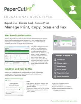 Education Flyer Cover, Papercut MF, Northern Document Solutions, Prince-Albert, SK, Saskatchewan, Agent, Dealer, Reseller, Xerox, HP, MBM