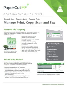 Government Flyer Cover, Papercut MF, Northern Document Solutions, Prince-Albert, SK, Saskatchewan, Agent, Dealer, Reseller, Xerox, HP, MBM